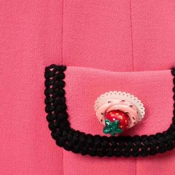 NWOT MOSCHINO Couture Contrast Embellished Appliqués Wool Pink Dress M $1695 - Picture 14 of 14